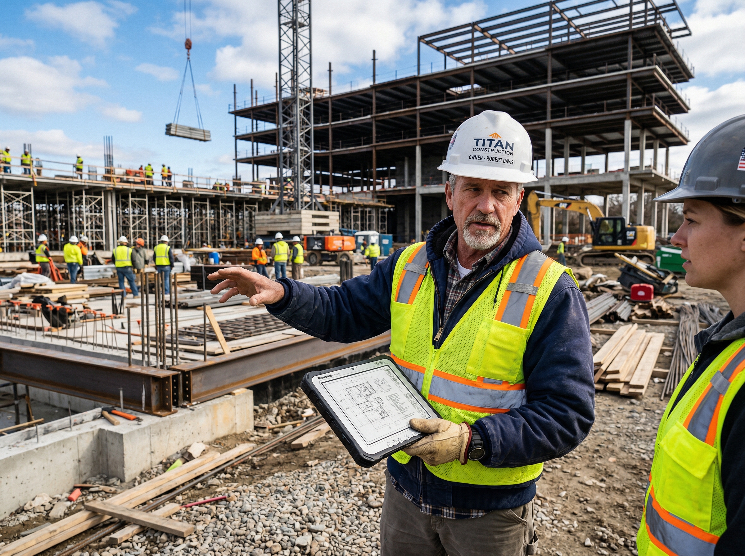 Construction business owner on job site